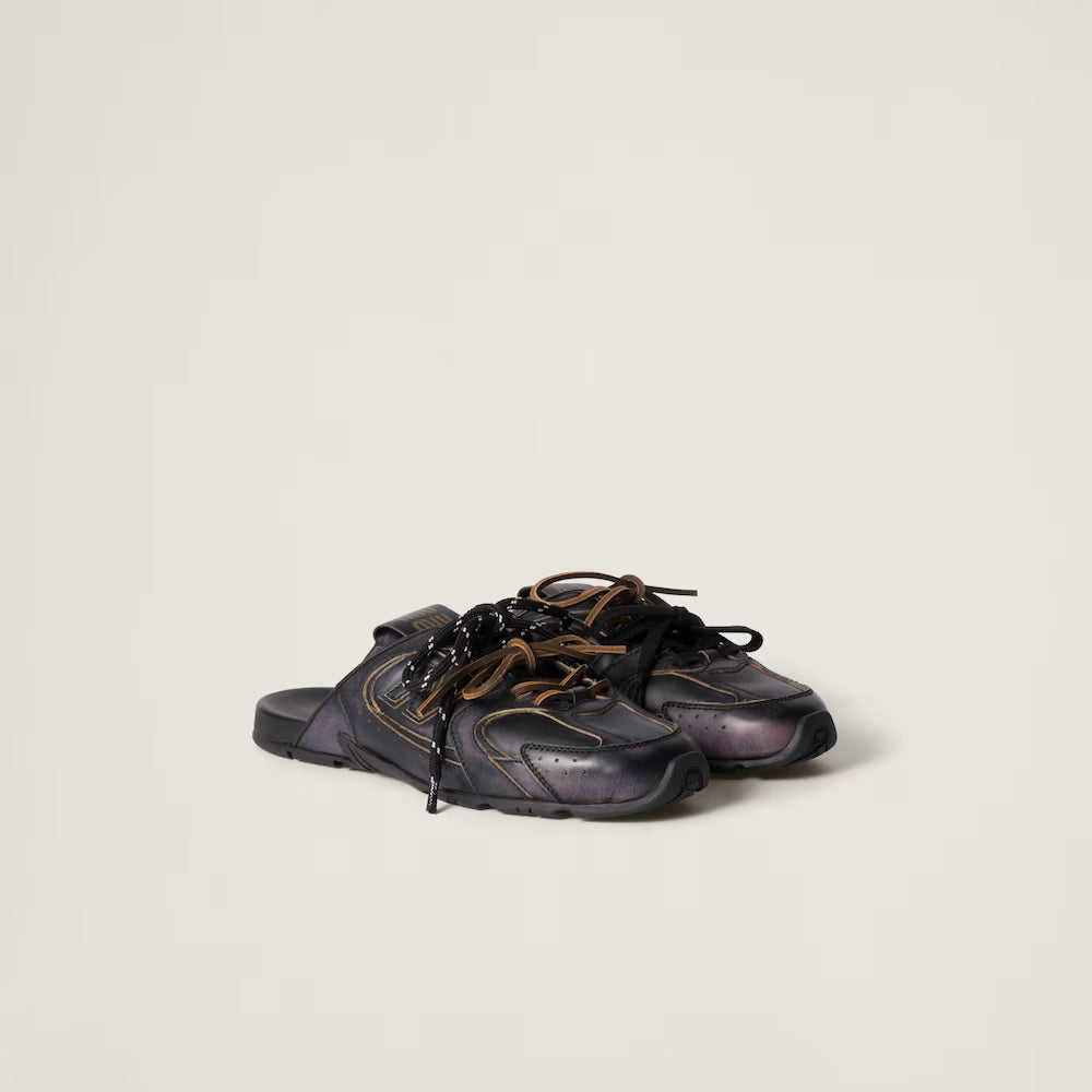 530 SL Mules – Bleached Leather & Gum Sole Black Edition